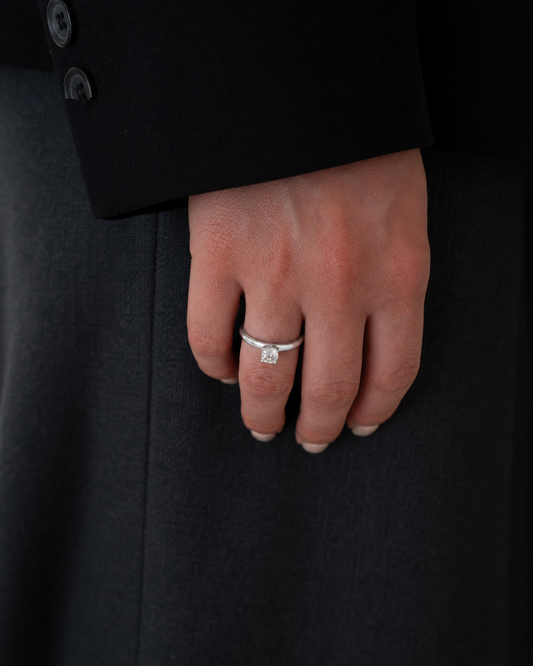 Cushion Solitaire Lab-grown Diamond Ring - 14K White Gold (0.5 ct.)