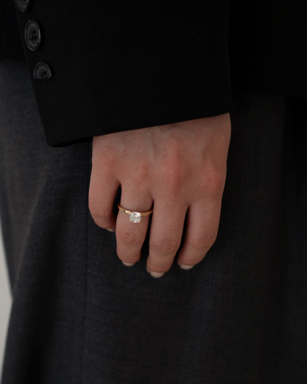 Cushion Solitaire Lab-grown Diamond Ring - 14K Yellow Gold (1 ct.)
