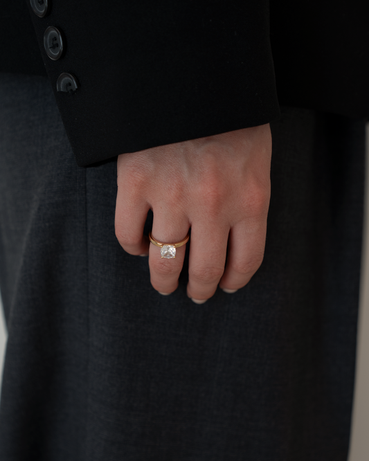 Cushion Solitaire Lab-grown Diamond Ring - 14K Yellow Gold (1.5 ct.)