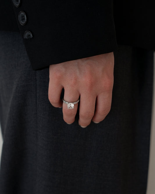 Cushion Solitaire Lab-grown Diamond Ring - 14K White Gold (1.5 ct.)