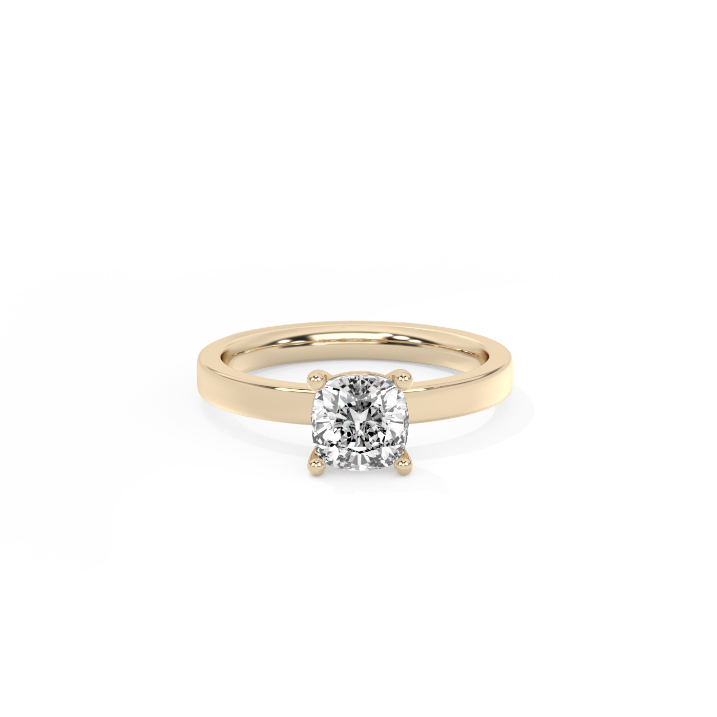 Cushion Solitaire Lab-grown Diamond Ring - 14K Yellow Gold (1 ct.)