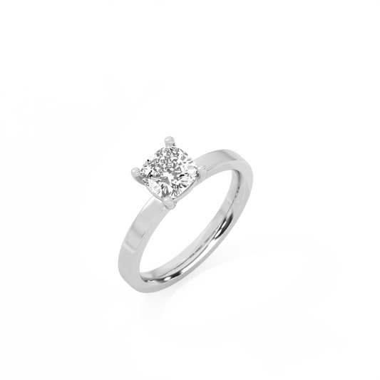 Cushion Solitaire Lab-grown Diamond Ring - 14K White Gold (1 ct.)