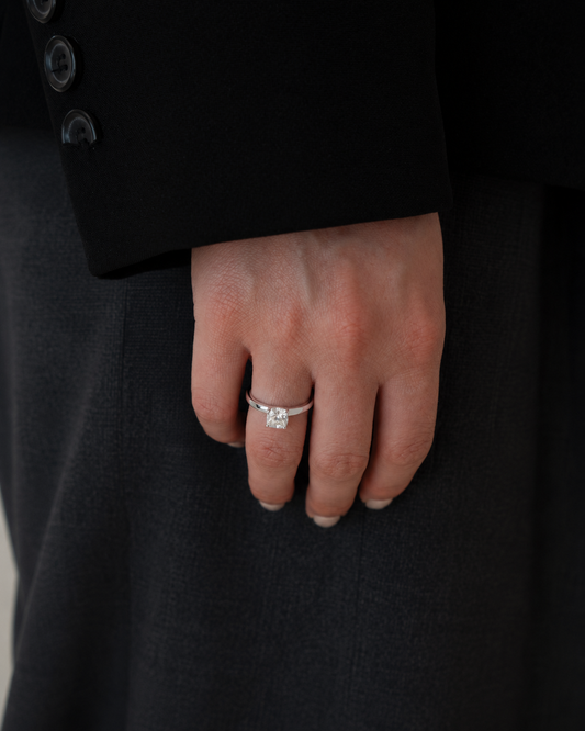 Cushion Solitaire Lab-grown Diamond Ring - 14K White Gold (1 ct.)
