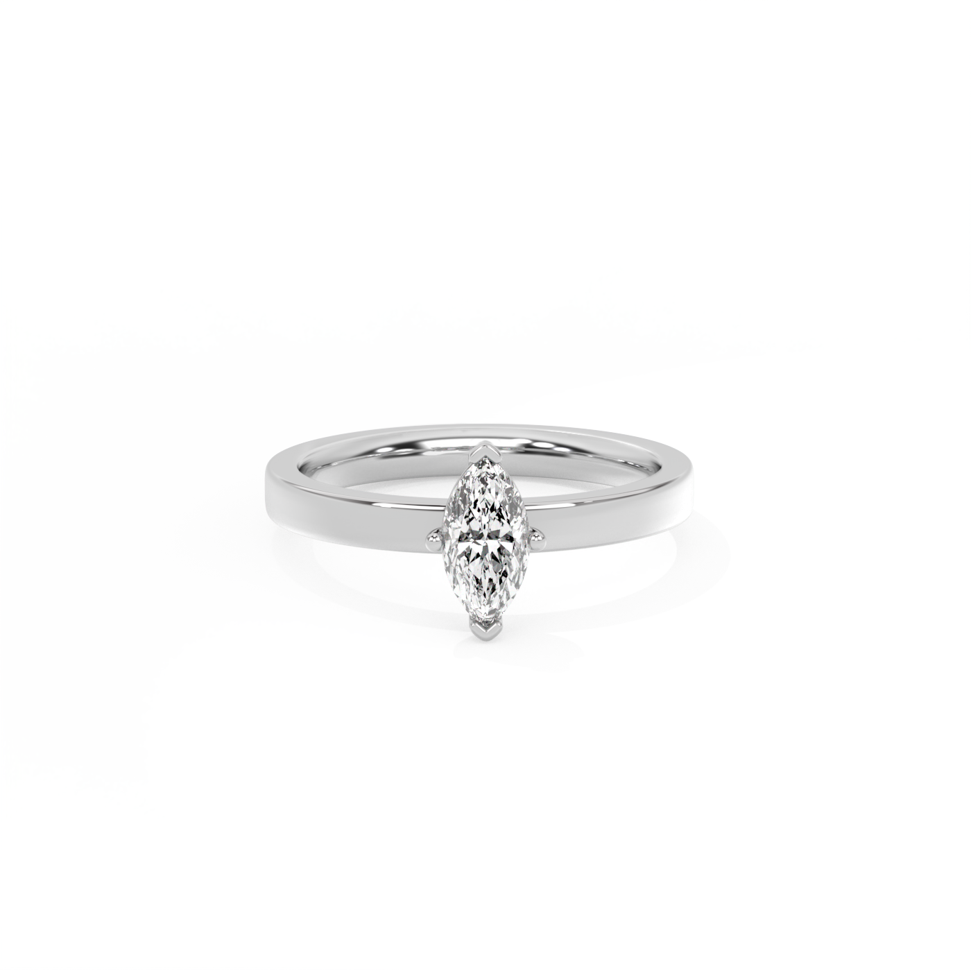 Marquise Solitaire Lab-grown Diamond Ring - 14K White Gold (0.5 ct.)