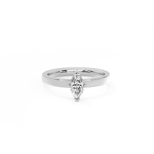 Marquise Solitaire Lab-grown Diamond Ring - 14K White Gold (0.5 ct.)