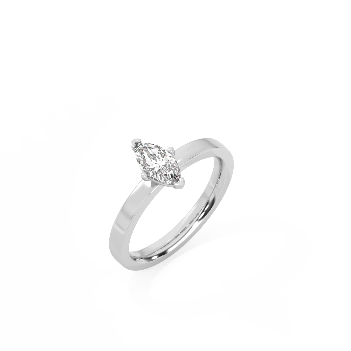 Marquise Solitaire Lab-grown Diamond Ring - 14K White Gold (0.5 ct.)
