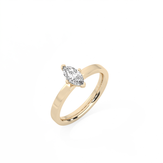 Marquise Solitaire Lab-grown Diamond Ring - 14K Yellow Gold (0.5 ct.)