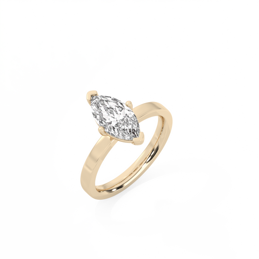 Marquise Solitaire Lab-grown Diamond Ring - 14K Yellow Gold (1.5 ct.)