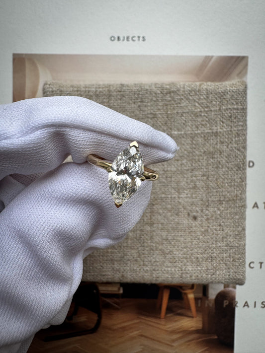 Marquise Solitaire Lab-grown Diamond Ring - 14K Yellow Gold (1.5 ct.)