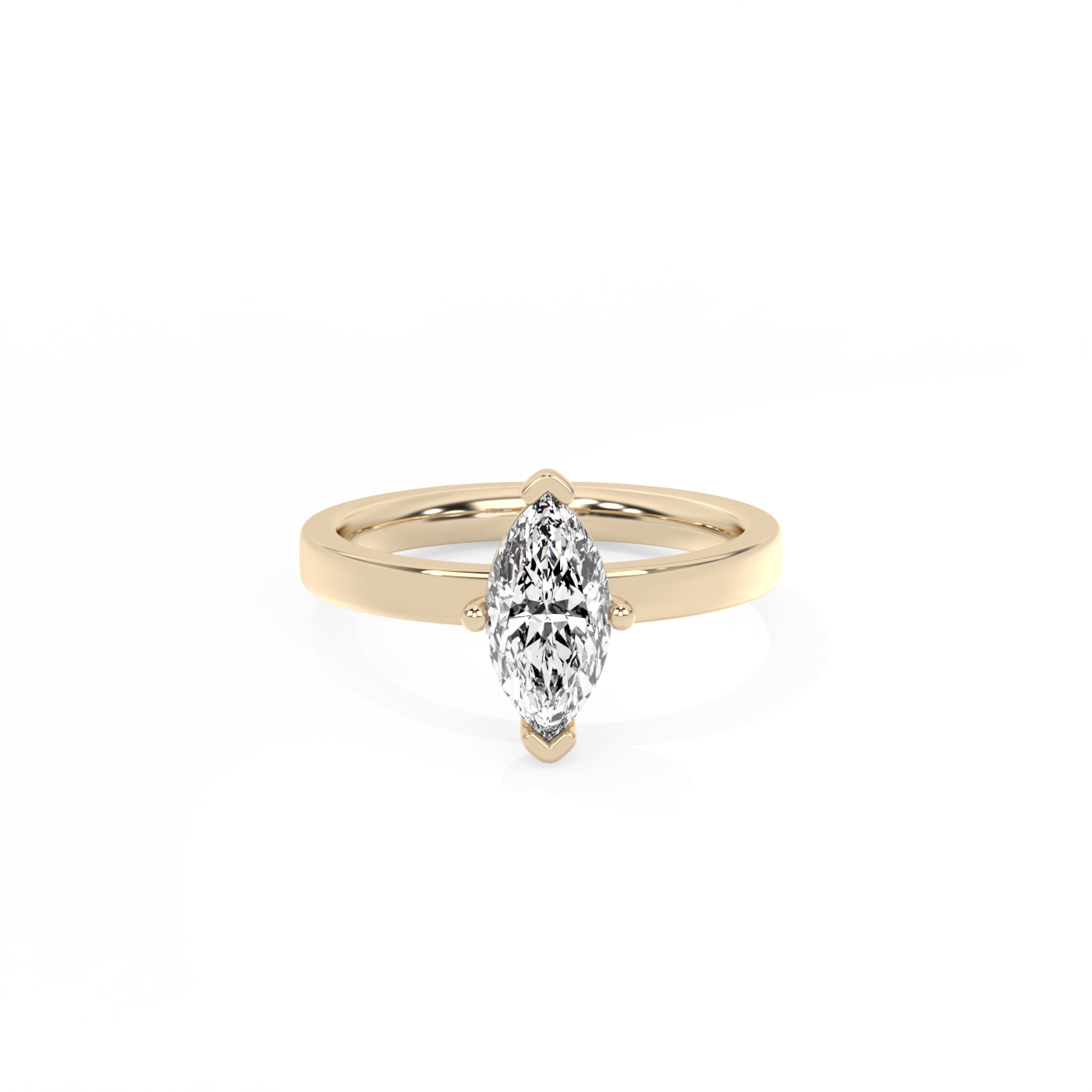 Marquise Solitaire Lab-grown Diamond Ring - 14K Yellow Gold (1 ct.)