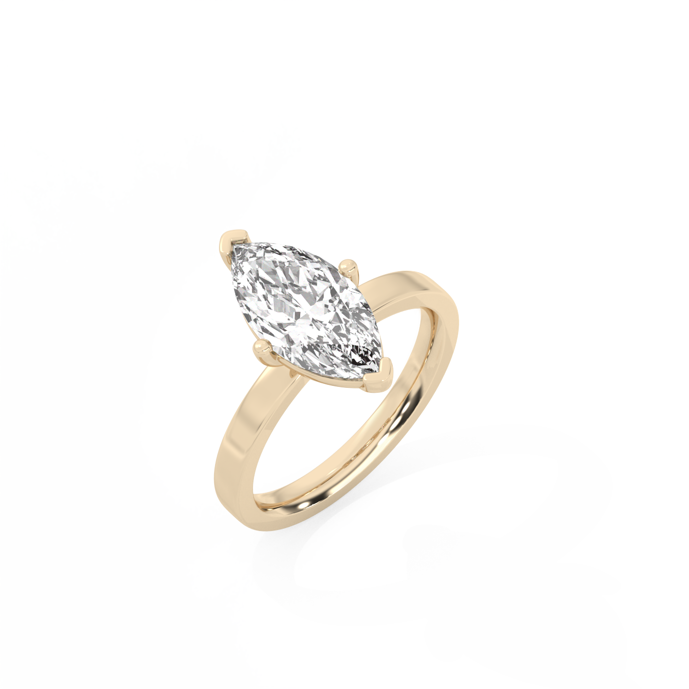 Marquise Solitaire Lab-grown Diamond Ring - 14K Yellow Gold (2 ct.)