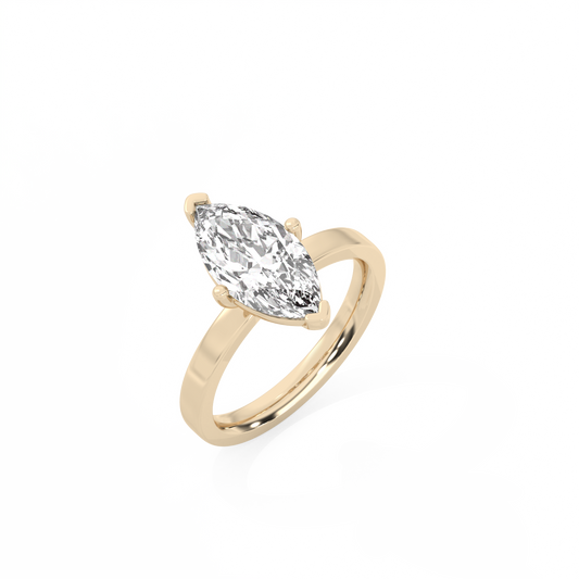 Marquise Solitaire Lab-grown Diamond Ring - 14K Yellow Gold (2 ct.)