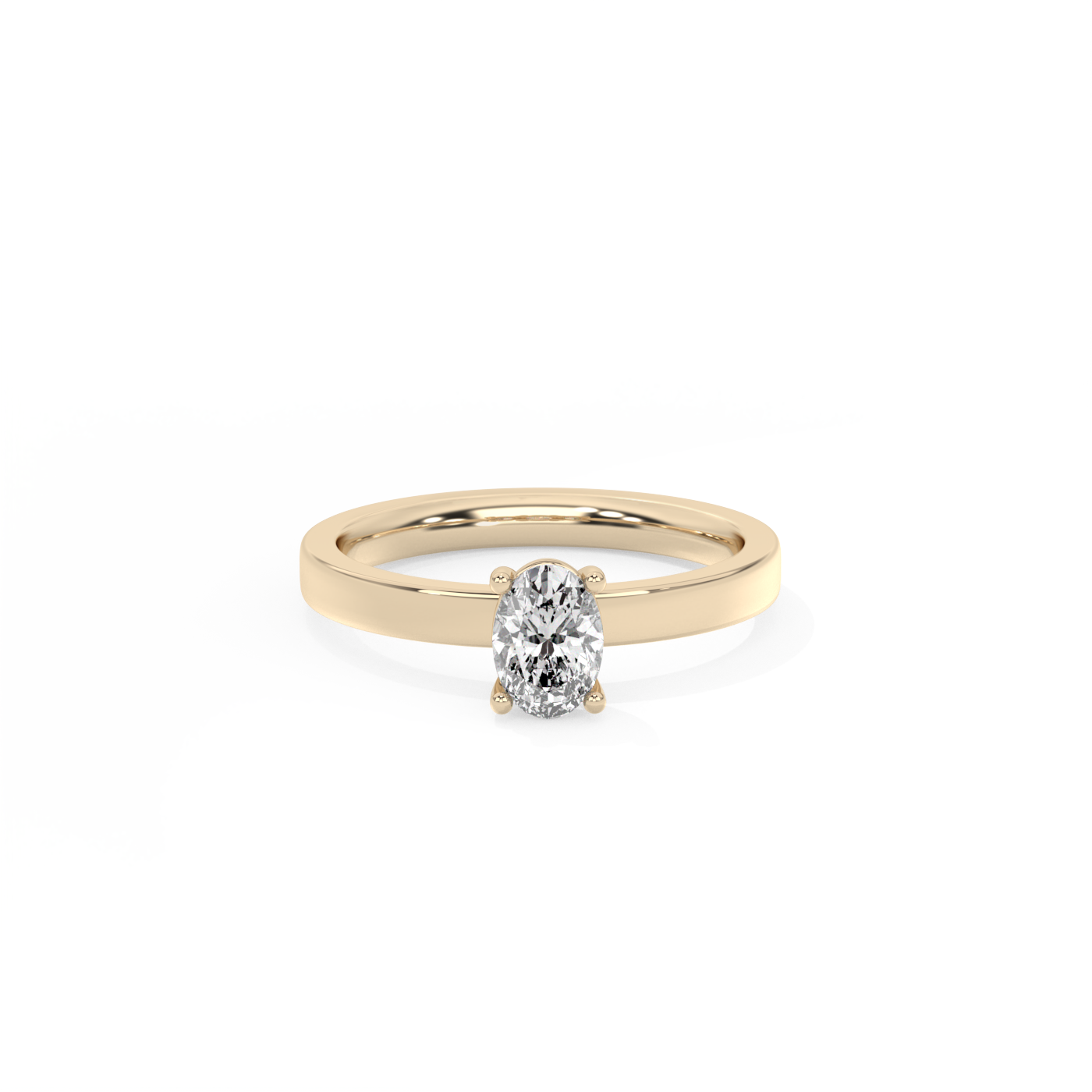 Oval Solitaire Lab-grown Diamond Ring - 14K Yellow Gold (0.5 ct.)
