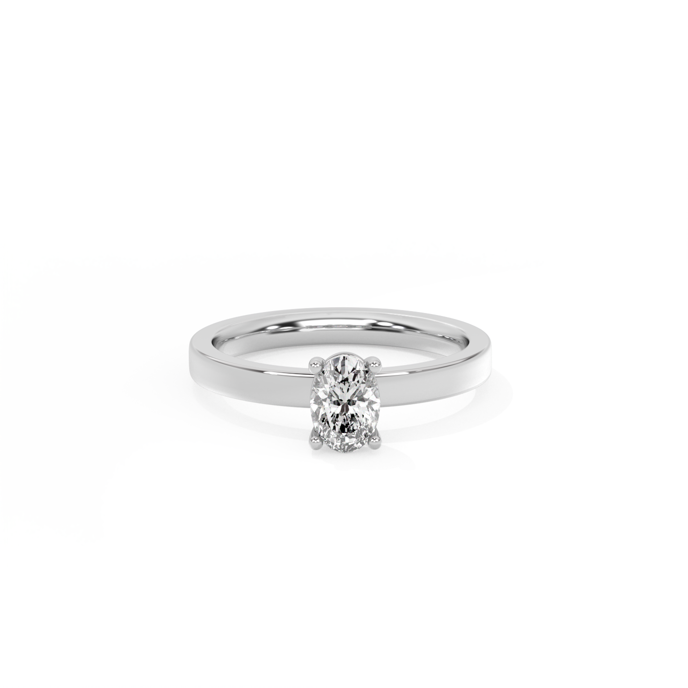 Oval Solitaire Lab-grown Diamond Ring - 14K White Gold (0.5 ct.)