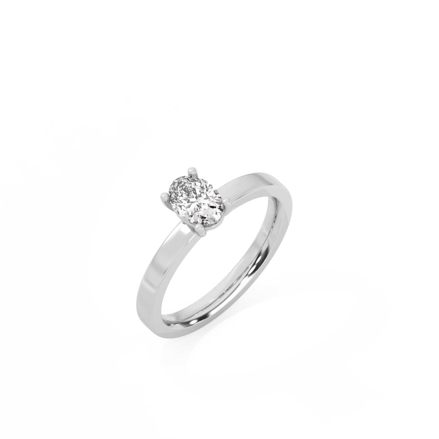 Oval Solitaire Lab-grown Diamond Ring - 14K White Gold (0.5 ct.)