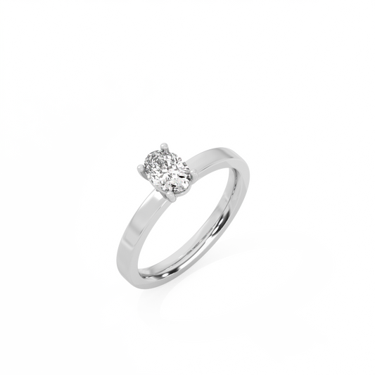 Oval Solitaire Lab-grown Diamond Ring - 14K White Gold (0.5 ct.)