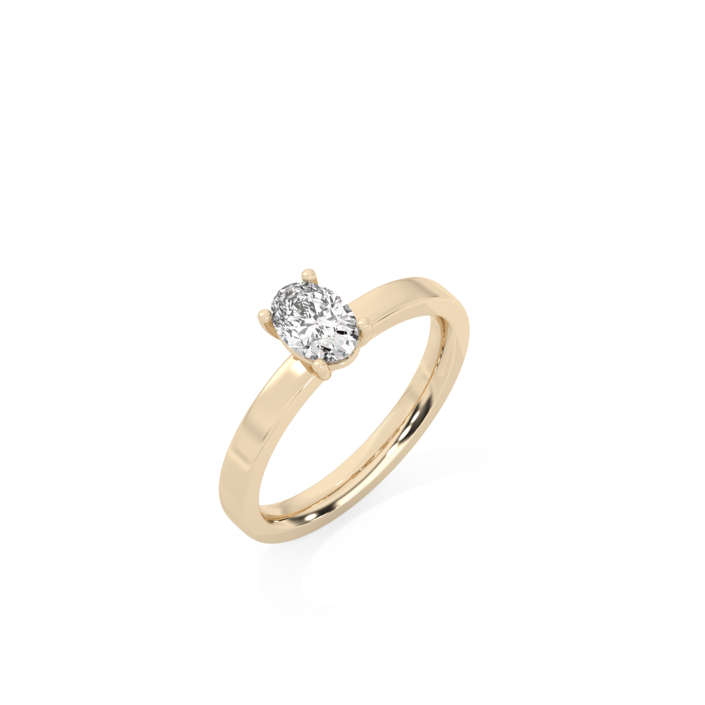 Oval Solitaire Lab-grown Diamond Ring - 14K Yellow Gold (0.5 ct.)