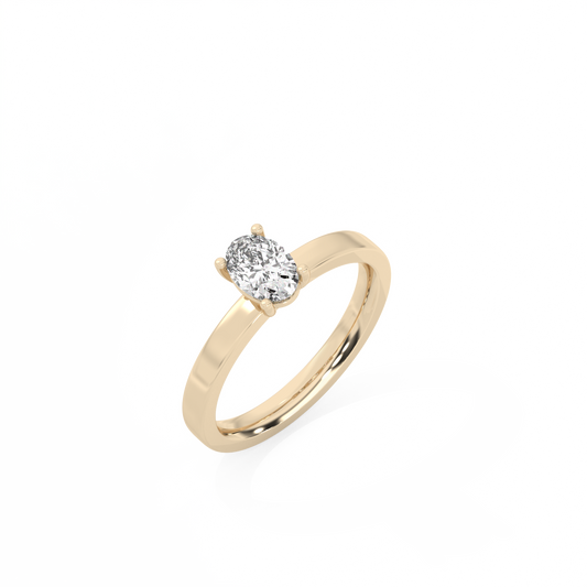 Oval Solitaire Lab-grown Diamond Ring - 14K Yellow Gold (0.5 ct.)