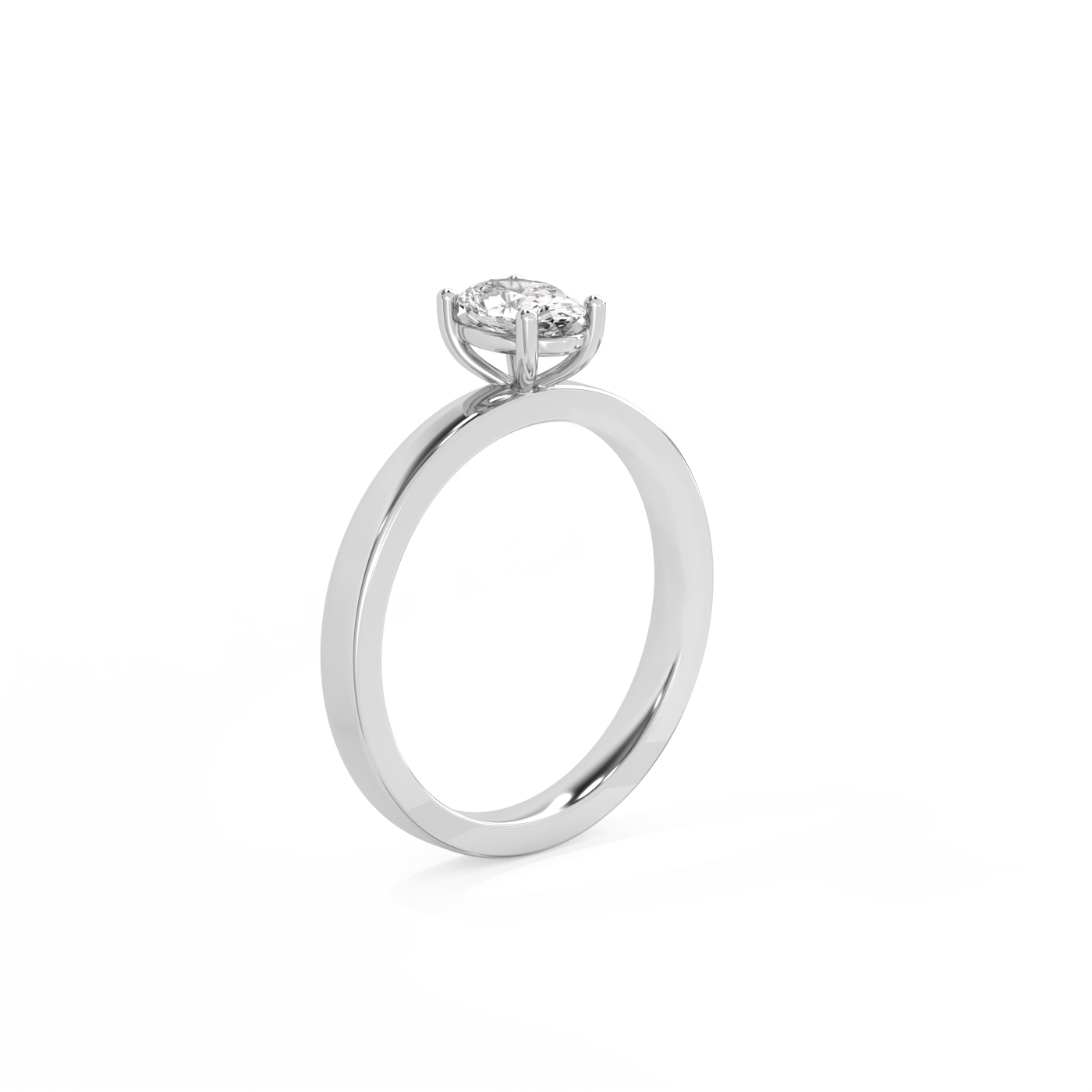 Oval Solitaire Lab-grown Diamond Ring - 14K White Gold (0.5 ct.)