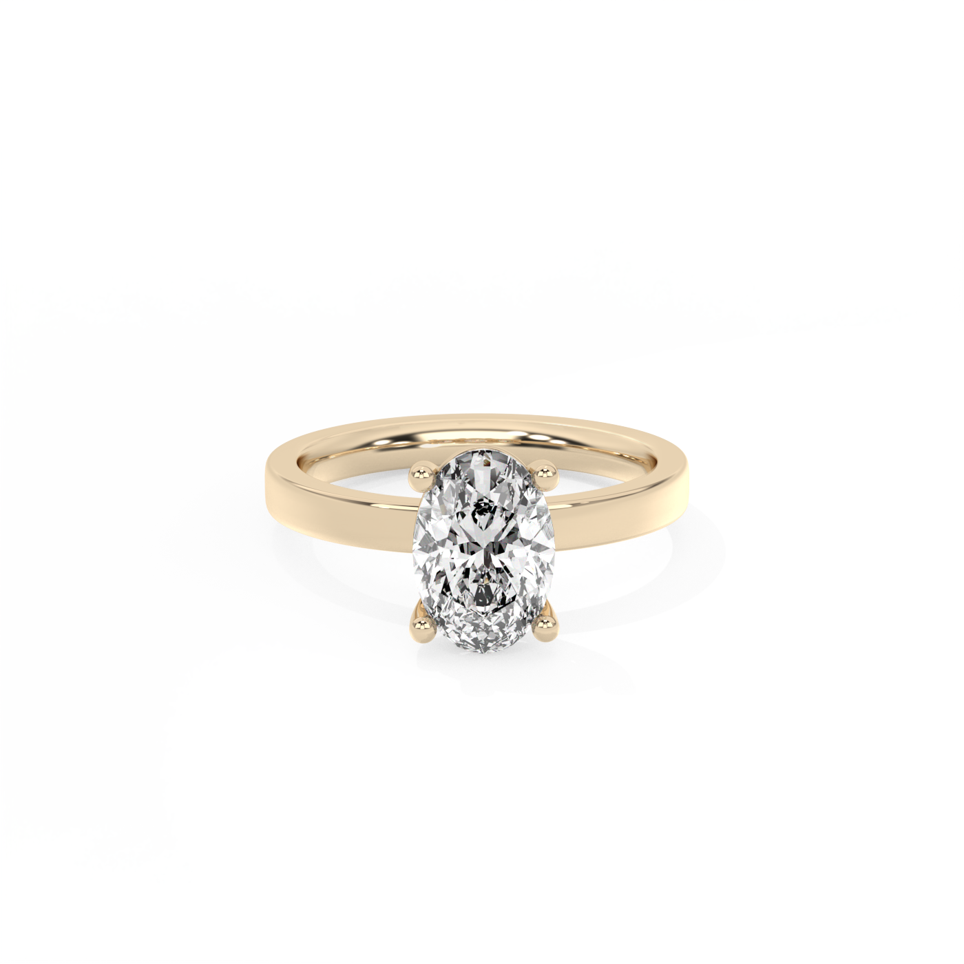 Oval Solitaire Lab-grown Diamond Ring - 14K Yellow Gold (1.5 ct.)