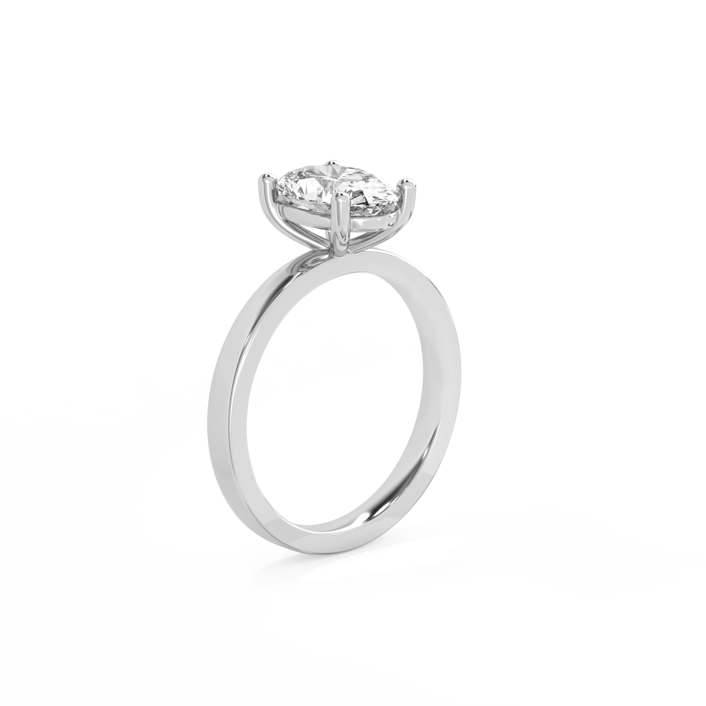 Oval Solitaire Lab-grown Diamond Ring - 14K White Gold (1.5 ct.)