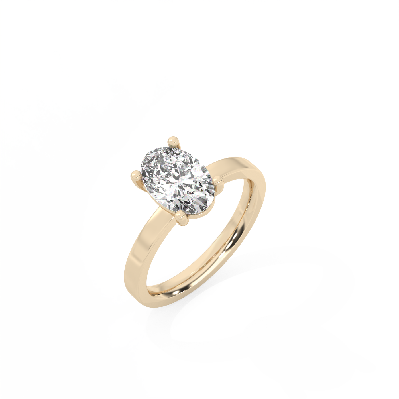 Oval Solitaire Lab-grown Diamond Ring - 14K Yellow Gold (1.5 ct.)