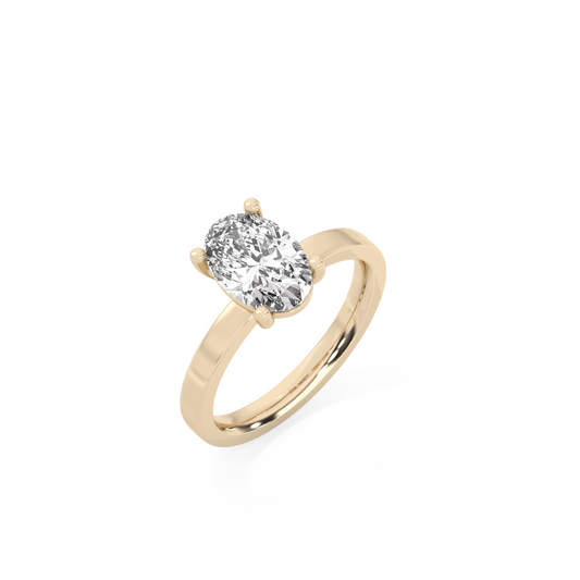 Oval Solitaire Lab-grown Diamond Ring - 14K Yellow Gold (1.5 ct.)
