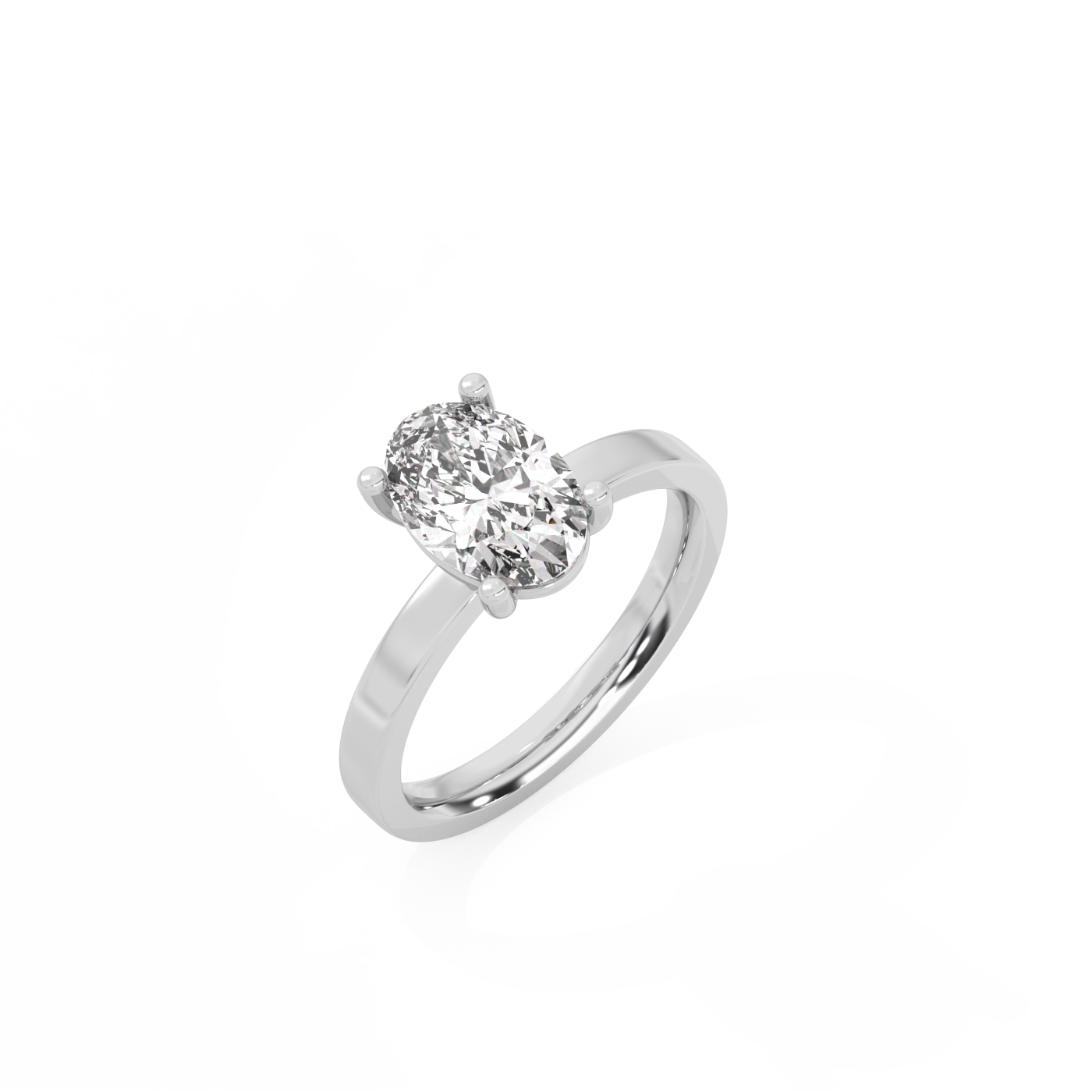 Oval Solitaire Lab-grown Diamond Ring - 14K White Gold (1.5 ct.)