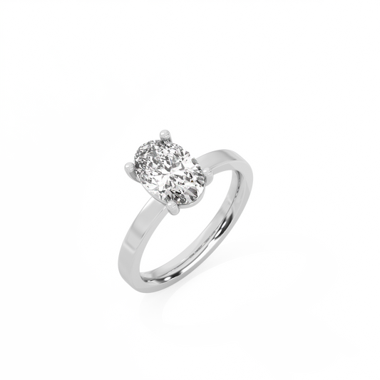 Oval Solitaire Lab-grown Diamond Ring - 14K White Gold (1.5 ct.)