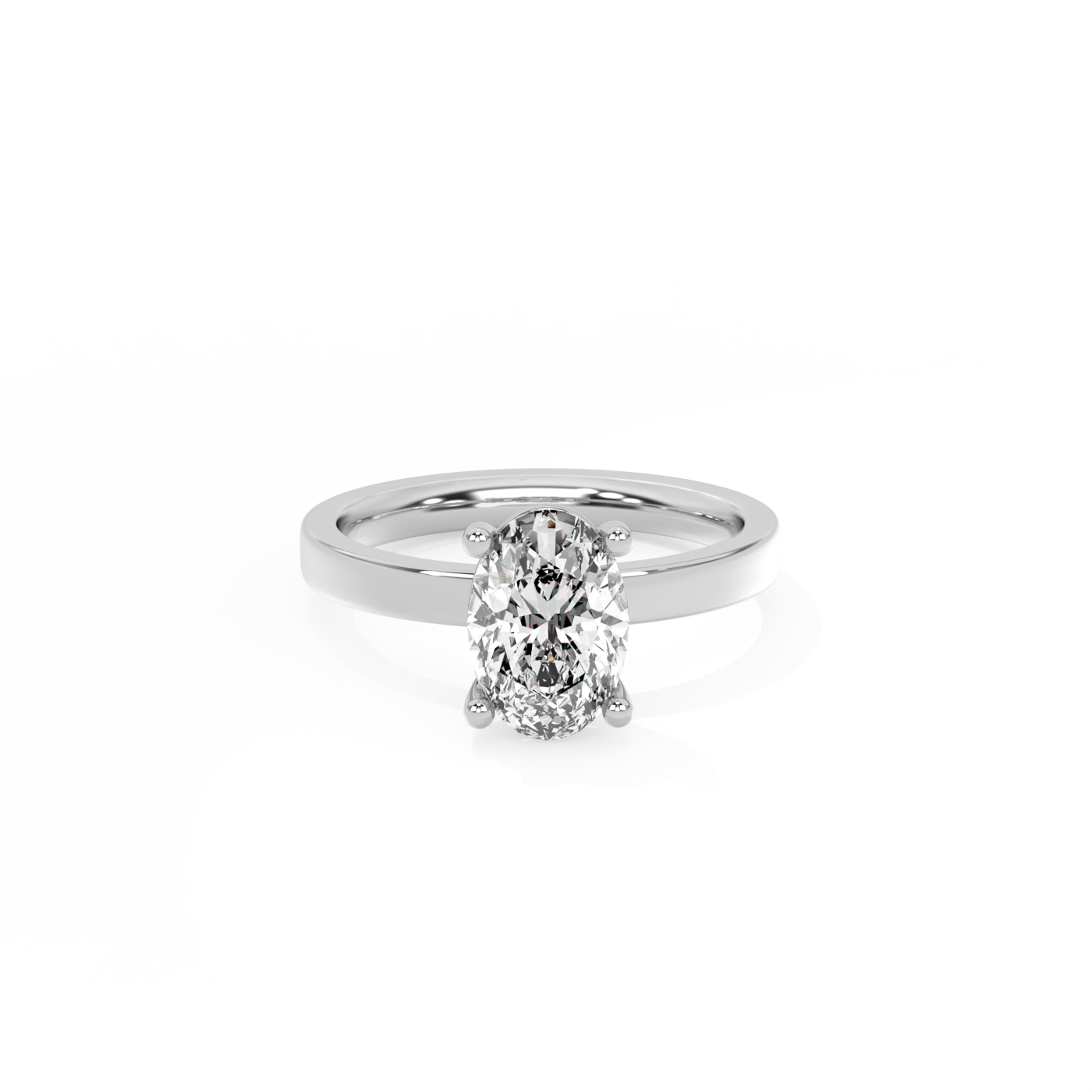 Oval Solitaire Lab-grown Diamond Ring - 14K White Gold (1.5 ct.)