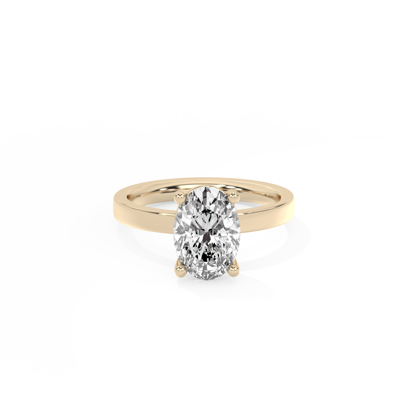 Oval Solitaire Lab-grown Diamond Ring - 14K Yellow Gold (2 ct.)
