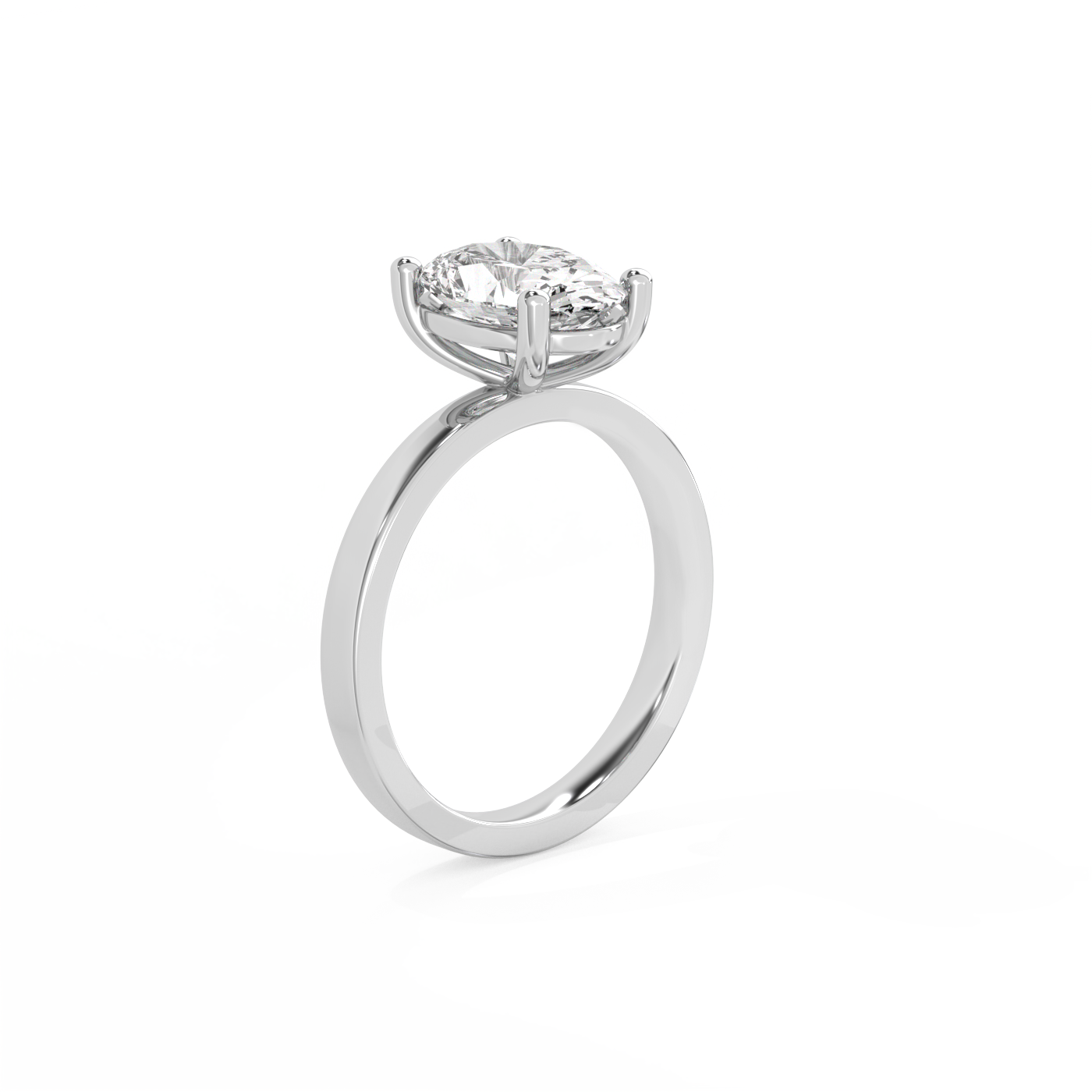 Oval Solitaire Lab-grown Diamond Ring - 14K White Gold (2 ct.)