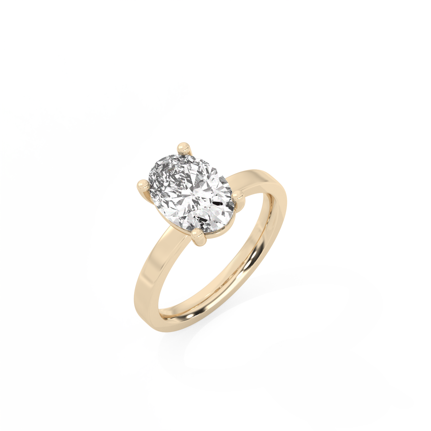 Oval Solitaire Lab-grown Diamond Ring - 14K Yellow Gold (2 ct.)