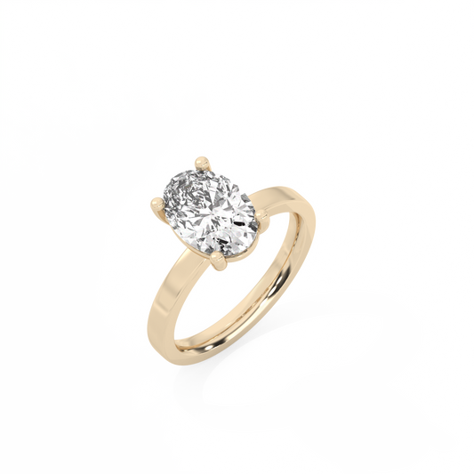 Oval Solitaire Lab-grown Diamond Ring - 14K Yellow Gold (2 ct.)