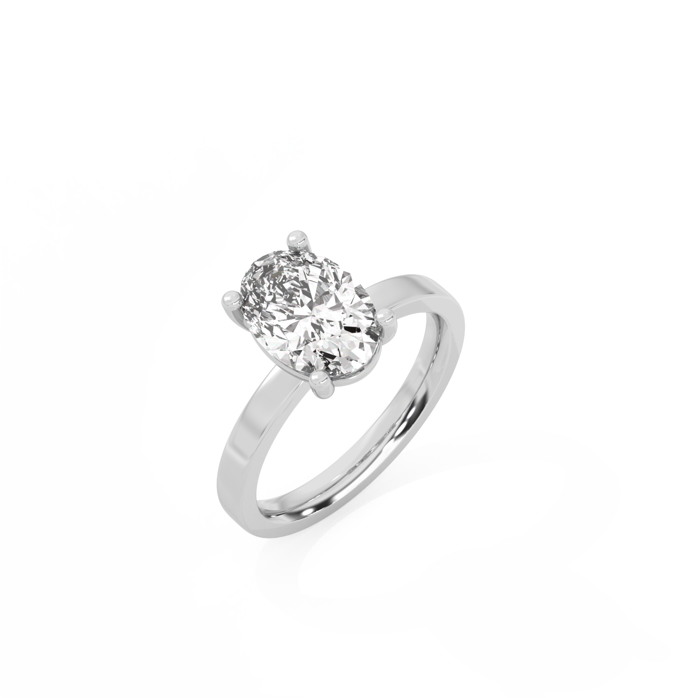Oval Solitaire Lab-grown Diamond Ring - 14K White Gold (2 ct.)