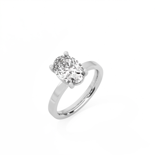 Oval Solitaire Lab-grown Diamond Ring - 14K White Gold (2 ct.)