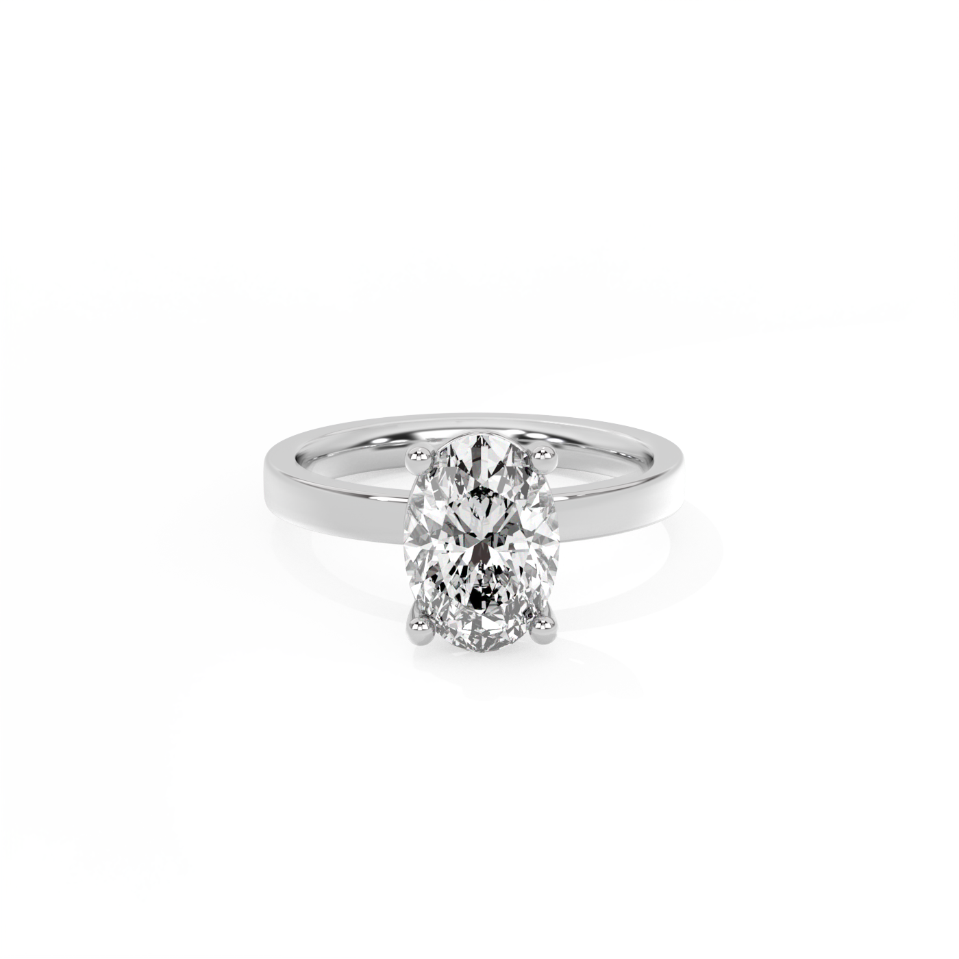 Oval Solitaire Lab-grown Diamond Ring - 14K White Gold (2 ct.)