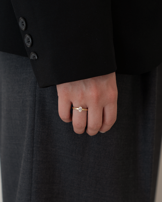 Oval Solitaire Lab-grown Diamond Ring - 14K Yellow Gold (0.5 ct.)