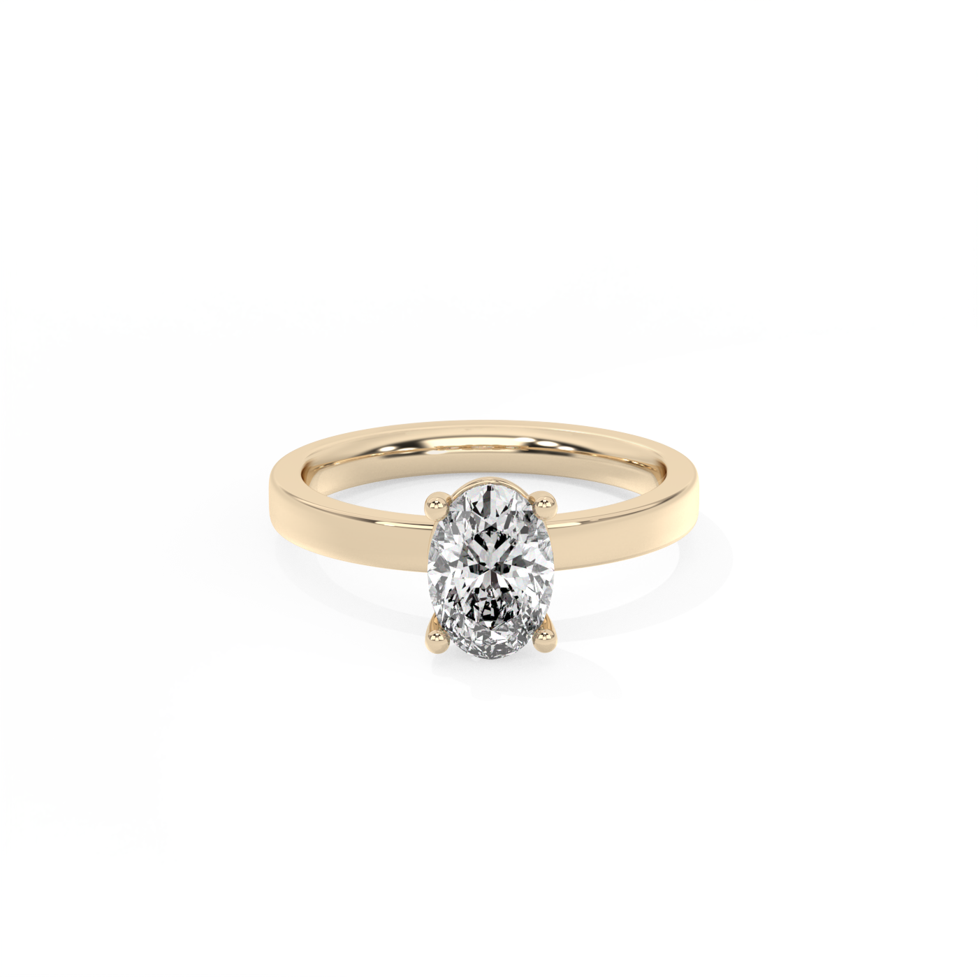 Oval Solitaire Lab-grown Diamond Ring - 14K Yellow Gold (1 ct.)