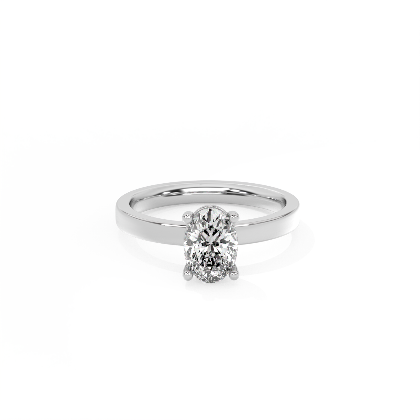Oval Solitaire Lab-grown Diamond Ring - 14K White Gold (1 ct.)