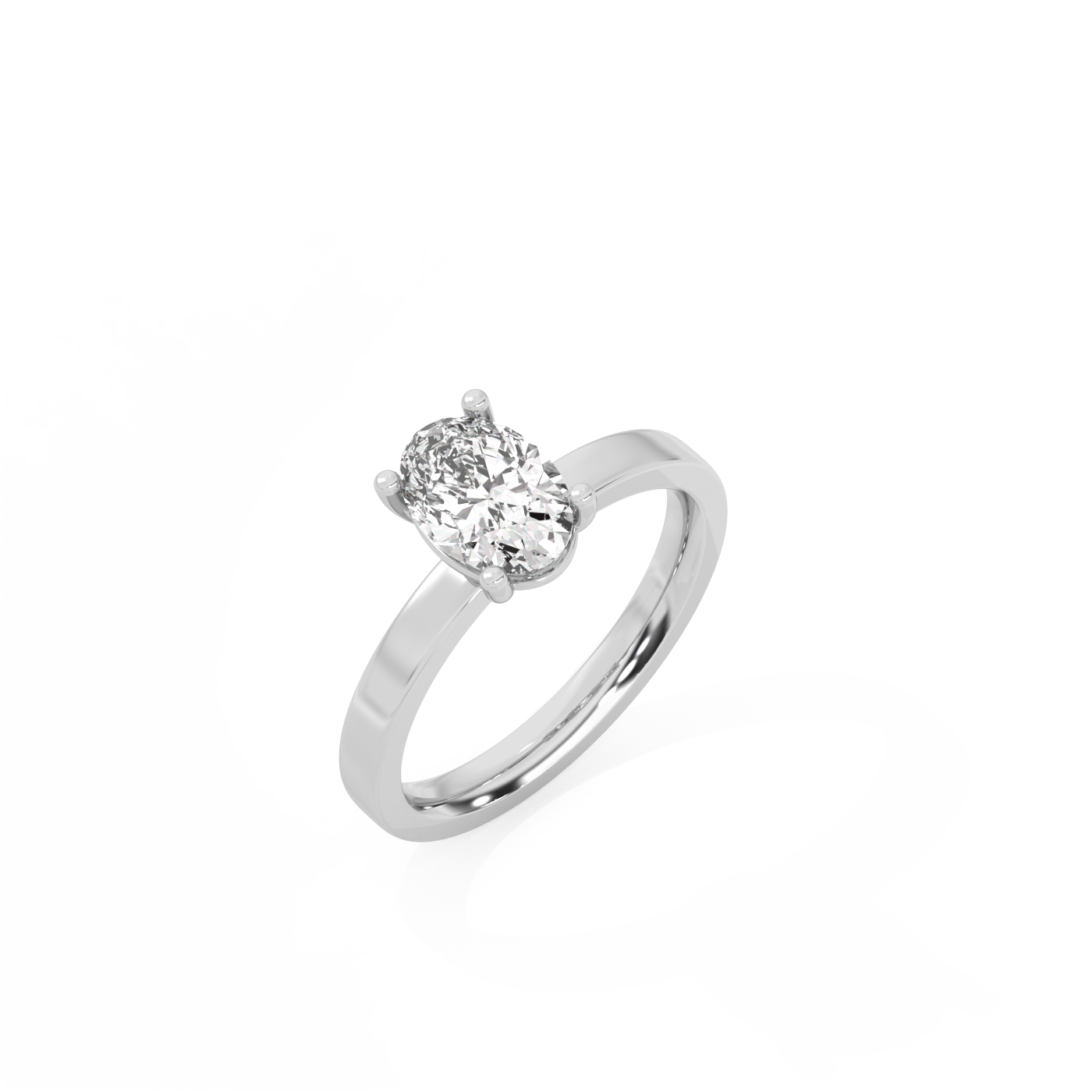 Oval Solitaire Lab-grown Diamond Ring - 14K White Gold (1 ct.)