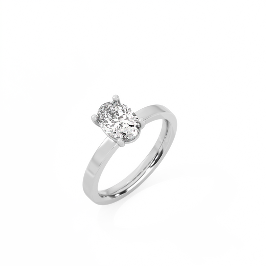 Oval Solitaire Lab-grown Diamond Ring - 14K White Gold (1 ct.)