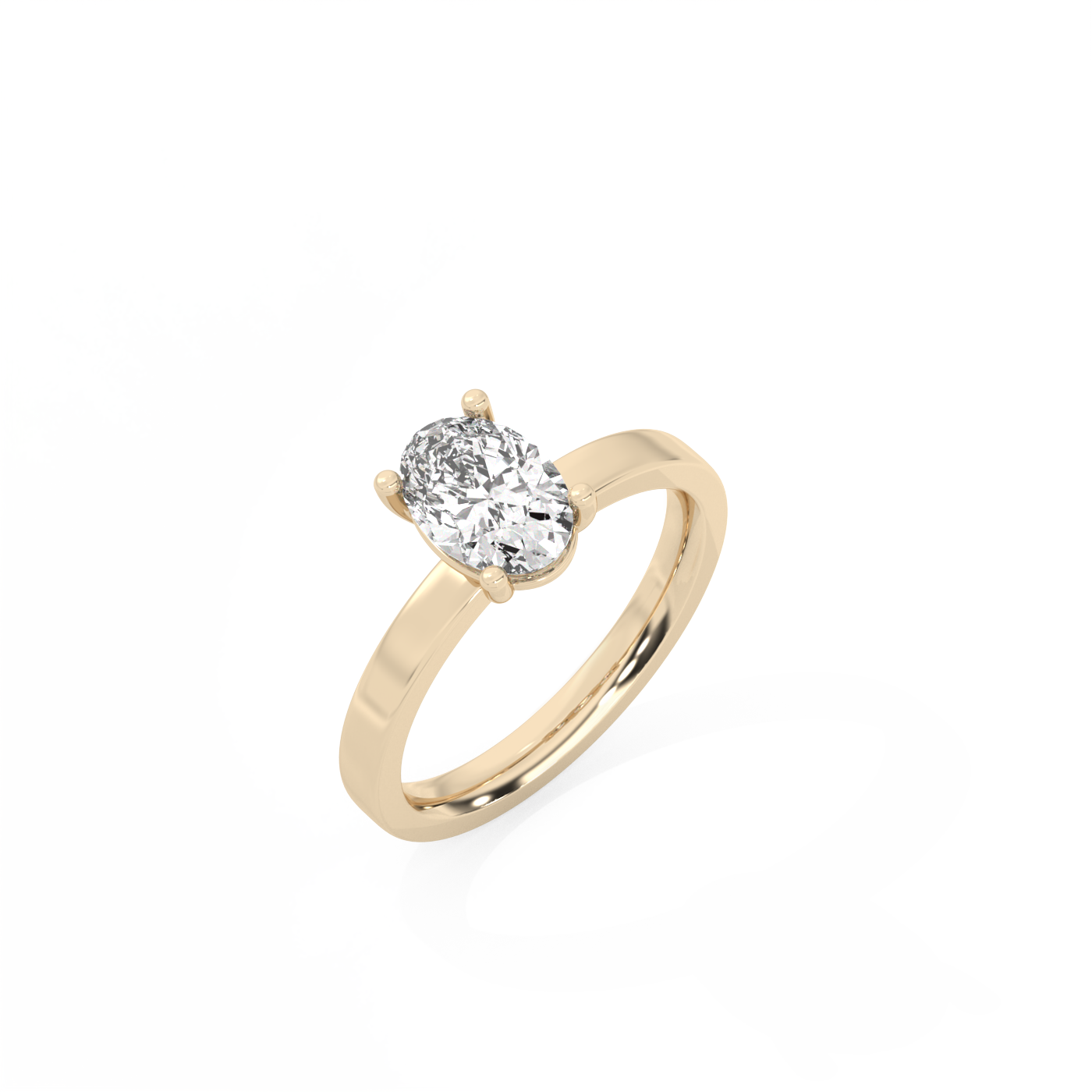 Oval Solitaire Lab-grown Diamond Ring - 14K Yellow Gold (1 ct.)