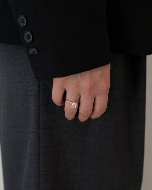Oval Solitaire Lab-grown Diamond Ring - 14K Yellow Gold (1.5 ct.)