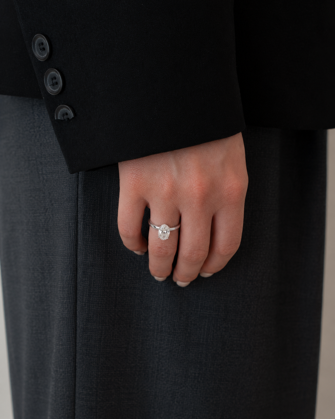 Oval Solitaire Lab-grown Diamond Ring - 14K White Gold (2 ct.)