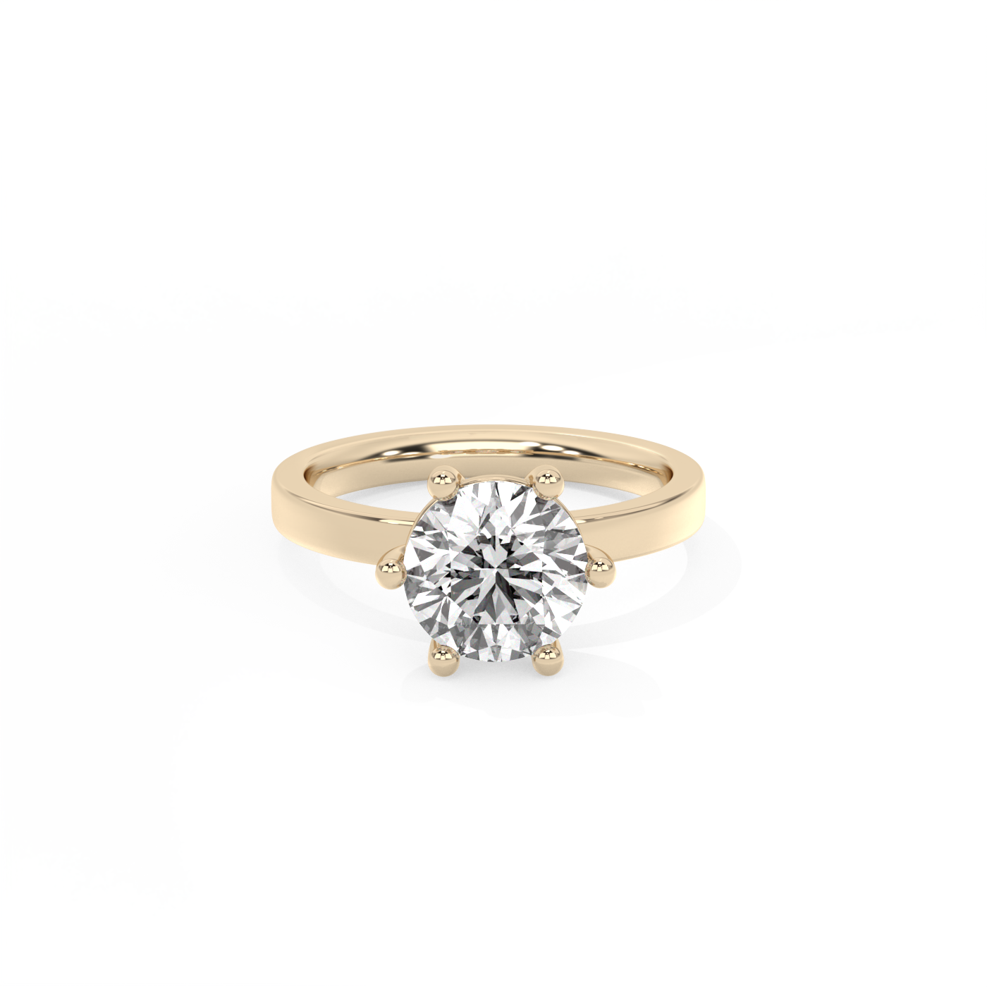 Round Solitaire Lab-grown Diamond Ring - 14K Yellow Gold (2 ct.)