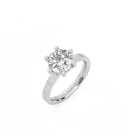 Round Solitaire Lab-grown Diamond Ring - 14K White Gold (2 ct.)