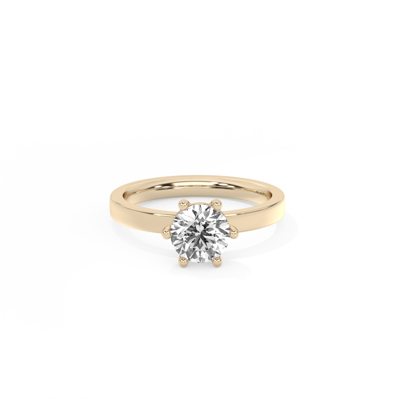 Round Solitaire Lab-grown Diamond Ring - 14K Yellow Gold (1 ct.)