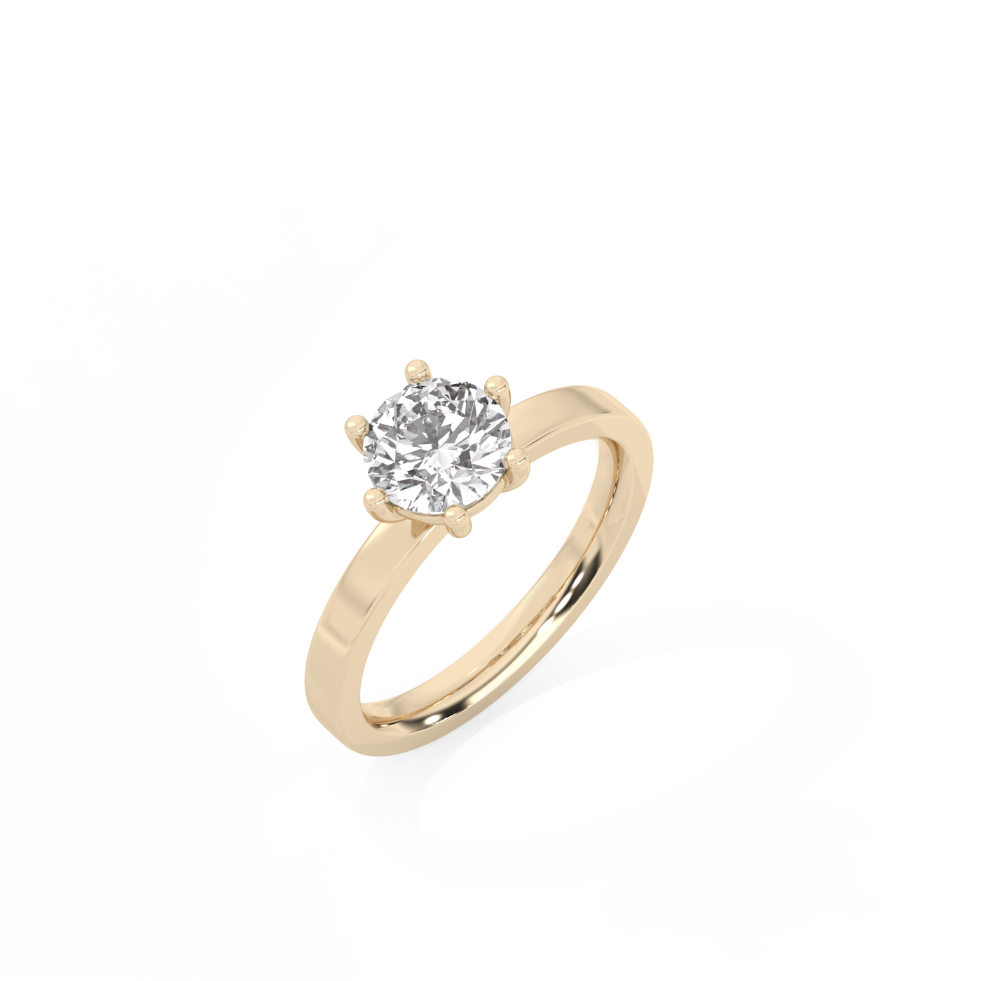 Round Solitaire Lab-grown Diamond Ring - 14K Yellow Gold (1 ct.)