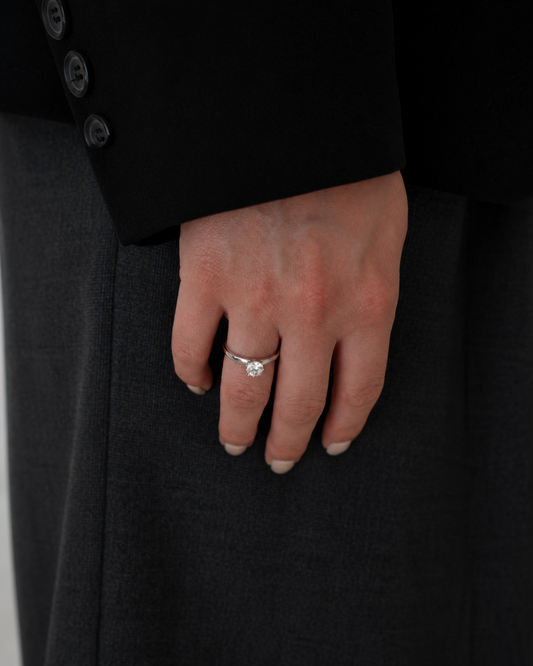 Round Solitaire Lab-grown Diamond Ring - 14K White Gold (0.5 ct.)